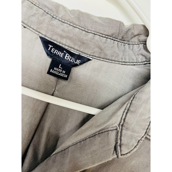 Terre Bleue Grey Button Down Blouse - Picture 4 of 9